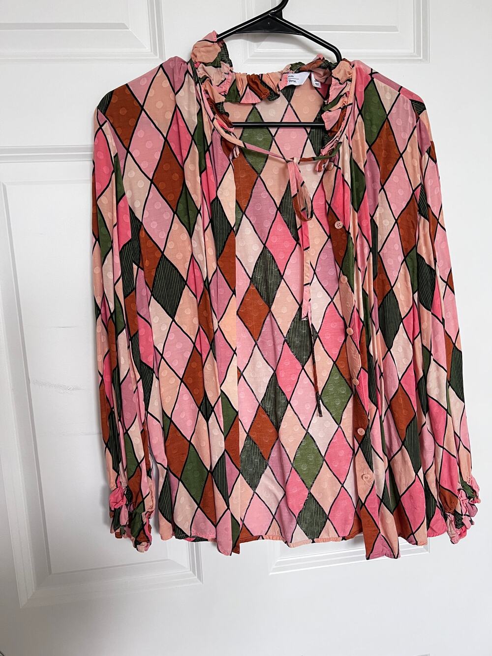&Other Stories ruffled collar diamond pattern blouse size 36